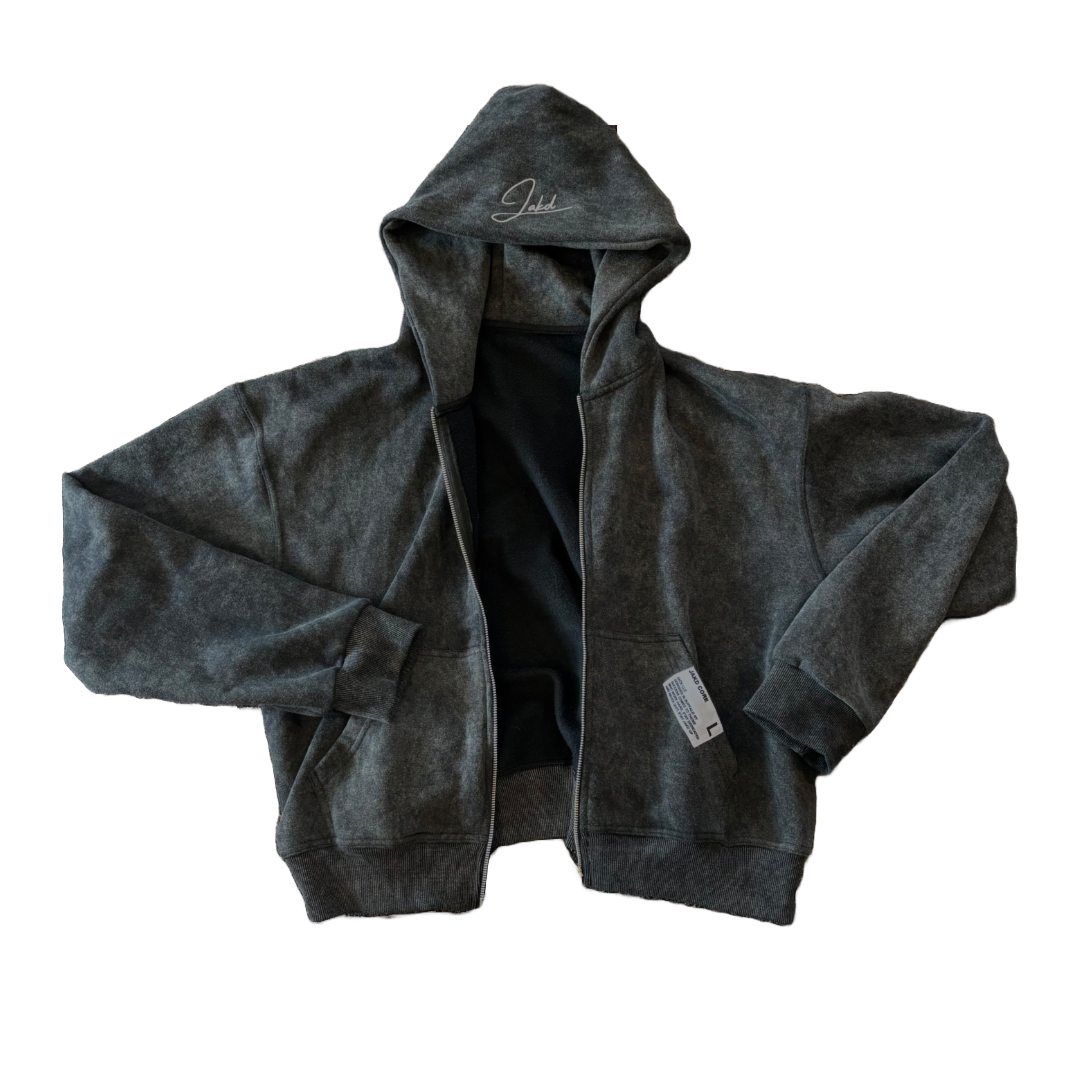 ACID WASH CHARCOAL ZIP UP