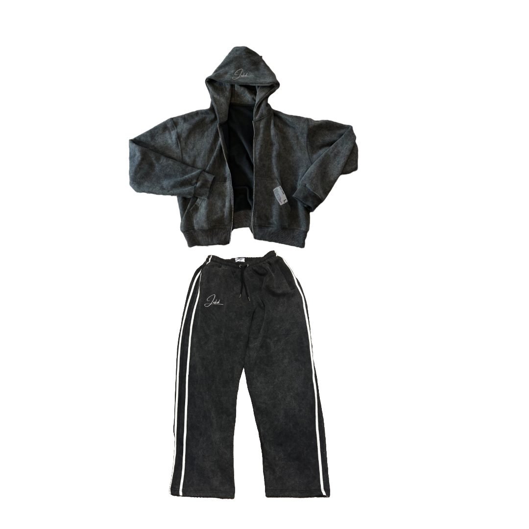ACID WASH CHARCOAL JAKD SWEATSUIT