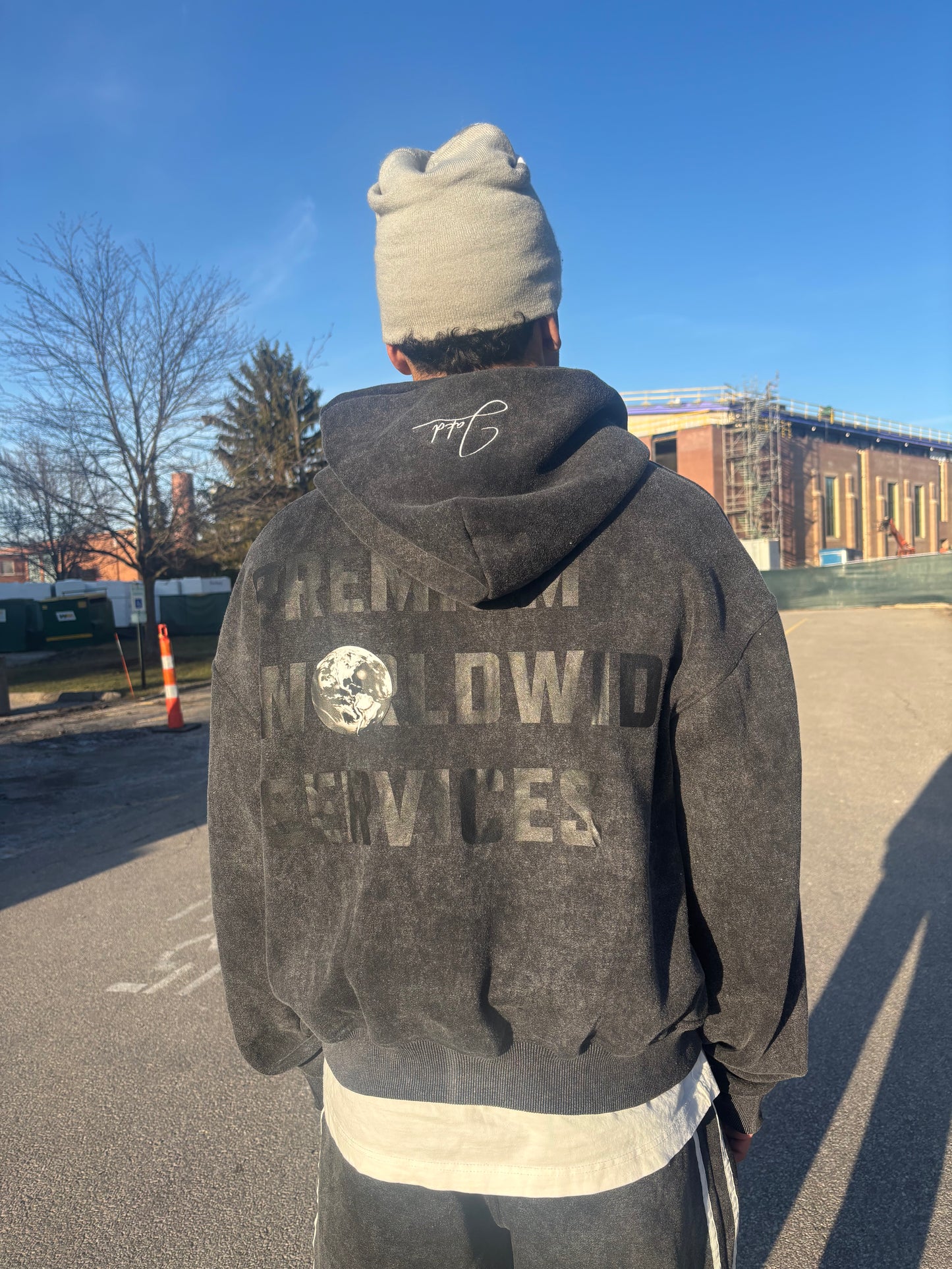 ACID WASH CHARCOAL ZIP UP